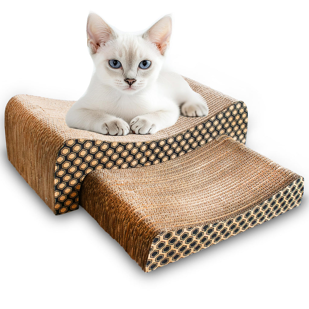 2-in-1 Cardboard Cat Scratcher & Lounge – Durable Scratch Pad for Indoor Cats