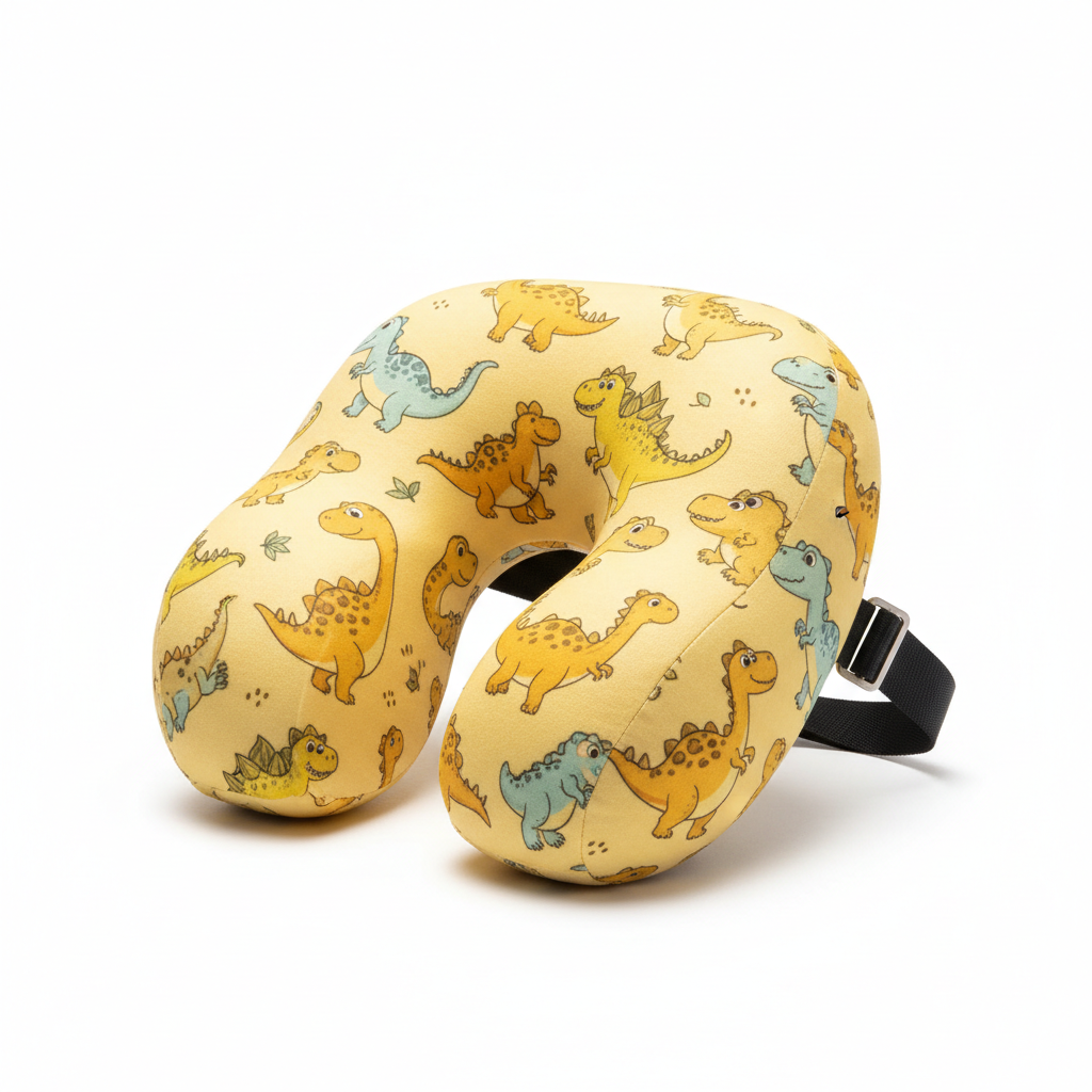 Almohada de coche con diseño de dinosaurio amarillo